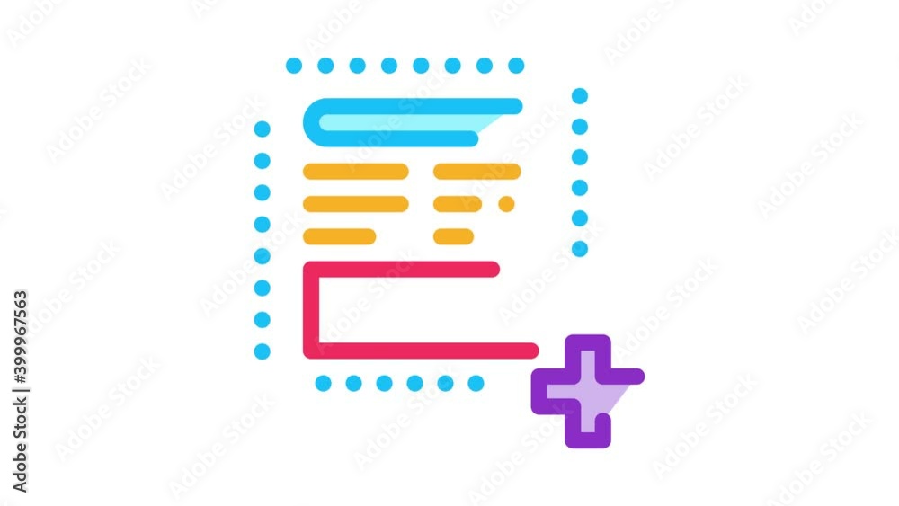 Poster add new article on web site icon animation. color add new article on web site animated icon on white
