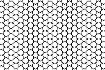 Six-pointed star - black and white vector pattern