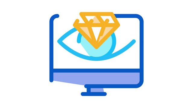 diamond vision computer screen Icon Animation. color diamond vision computer screen animated icon on white background