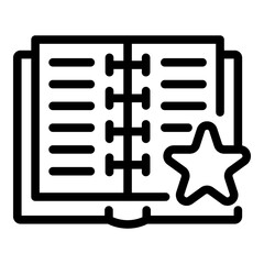 Notebook bookmark icon. Outline notebook bookmark vector icon for web design isolated on white background