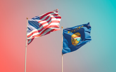 Montana US State Flags at gradient background