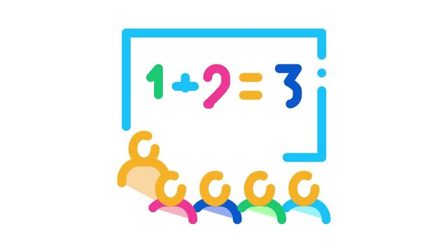 preschool class children education mathematics Icon Animation. color preschool class children education mathematics animated icon on white background