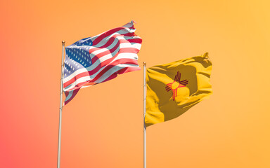 New Mexico US State Flags at gradient background