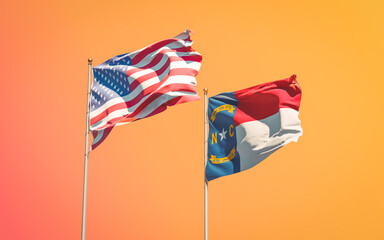 North Carolina US State Flags at gradient background