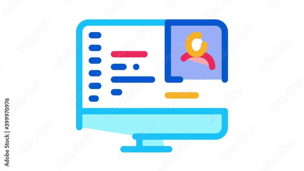 Poster computer screen icon animation. color computer screen animated icon on white background