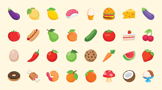 Food set vector isolated icon collection. Food set