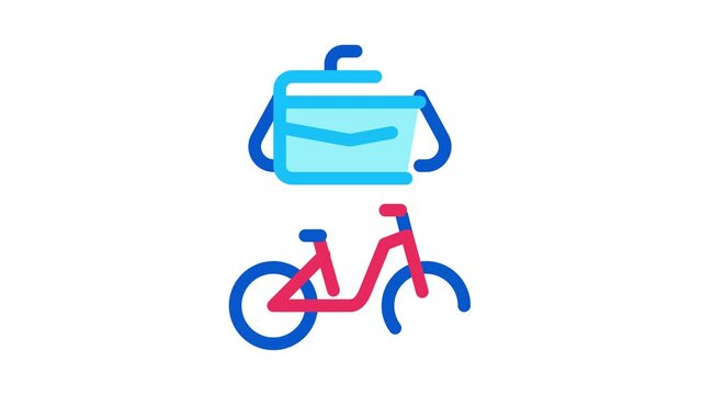office transportation bicycle and case Icon Animation. color office transportation bicycle and case animated icon on white background