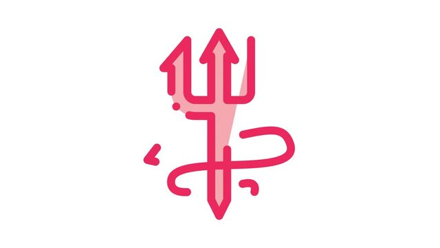 halloween devil trident Icon Animation. color halloween devil trident animated icon on white background