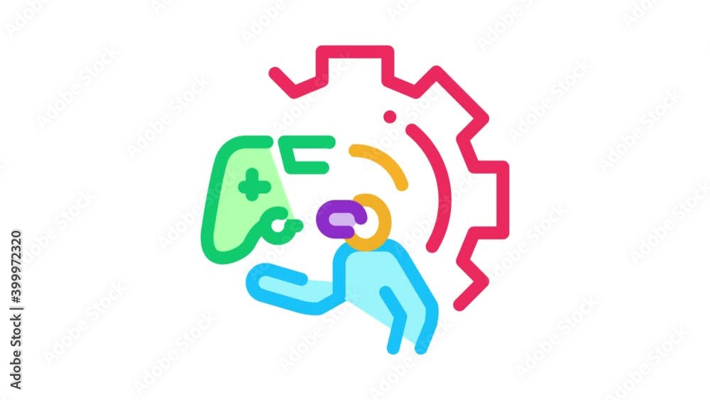 Aufkleber game development and testing icon animation. color game development and testing animated icon on whi
