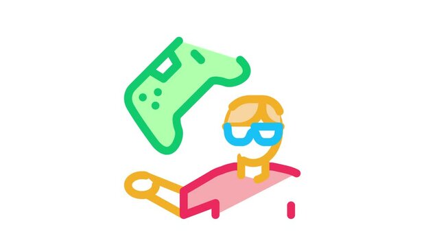 gamer gaming Icon Animation. color gamer gaming animated icon on white background