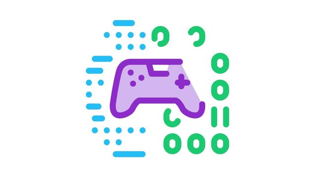 game development binary code Icon Animation. color game development binary code animated icon on white background