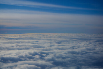 Fototapeta na wymiar Aerial image, view from the plane, cloud ceiling