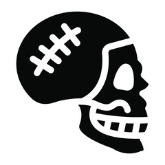 
Stitches on a head denoting head injury solid icon
