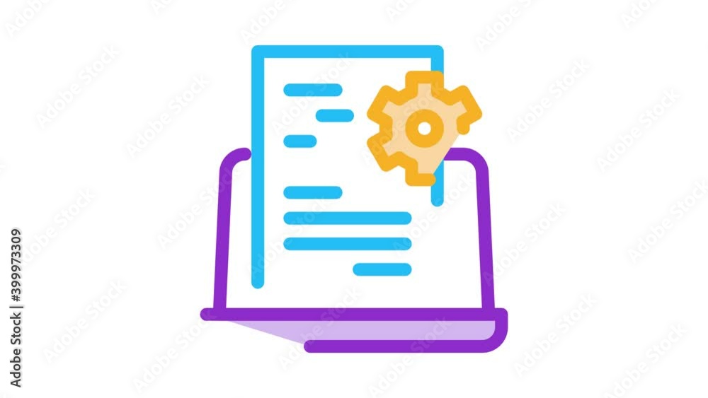 Poster front end technical tasks icon animation. color front end technical tasks animated icon on white bac