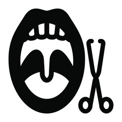 
A solid icon of mouth surgery in editable design
