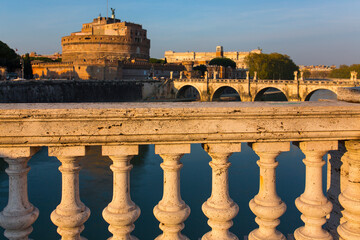 Tiber River, Saint Angelo Bridge and Castle, Rome, Italy, Europe