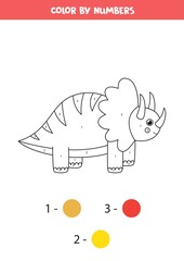 Color cute cartoon dinosaur by numbers.