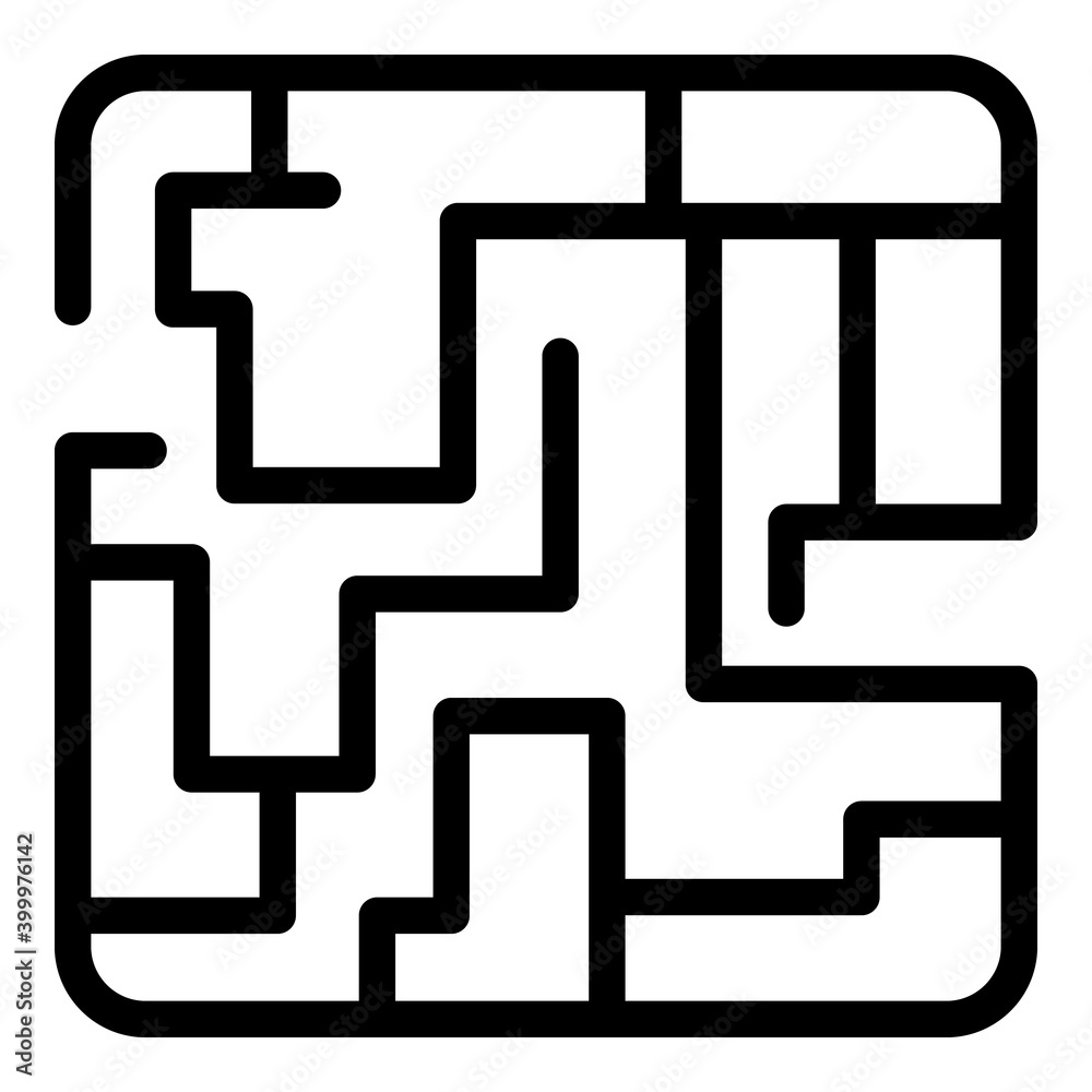 Poster problem maze icon. outline problem maze vector icon for web design isolated on white background