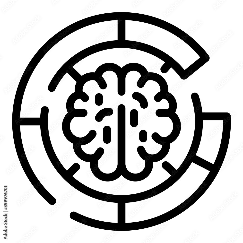 Wall mural Brain maze icon. Outline brain maze vector icon for web design isolated on white background - Wall murals
