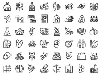 Gmo food icons set. Outline set of gmo food vector icons for web design isolated on white background