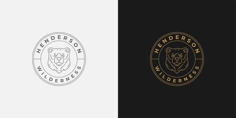 Fototapeta premium Bear head logo template linear vector illustration