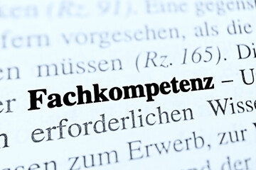 Fachkompetenz is the german word of professional competence - blue colored
