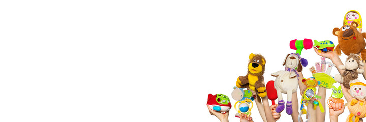 Obraz premium Toys in the hands on white background