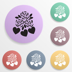 Flowers with hearts badge color set icon. Simple glyph, flat vector of valentine's day- wedding icons for ui and ux, website or mobile application