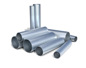 Fototapeta premium Aluminium tube profile in different scales, 3d illustration