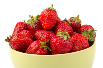 Ripe strawberries isolated on white background, place for text