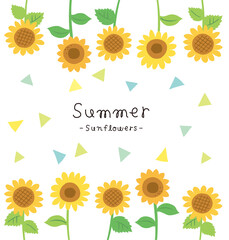 夏のイメージ　向日葵と模様素材集
