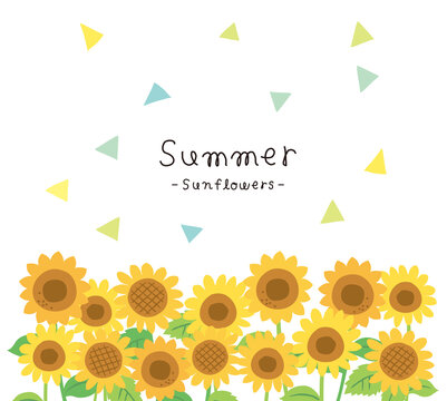 夏のイメージ　向日葵と模様素材集
