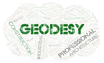Geodesy typography word cloud create with the text only