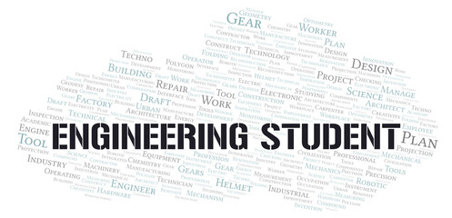 Engineering Student typography word cloud create with the text only