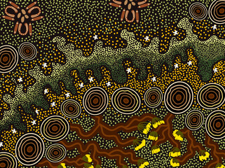 Aboriginal Dot Art - Nature Concept