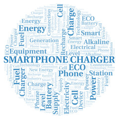 Fototapeta premium Smartphone Charger typography word cloud create with the text only.