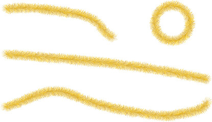 Vector image of New Year's golden tinsel on transparent background
