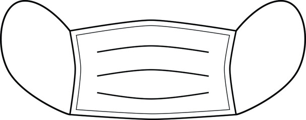 vector white medical mask. medical mask in white with black outlines.