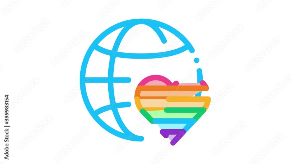 Sticker lgbt world free love Icon Animation. color lgbt world free love animated icon on white background