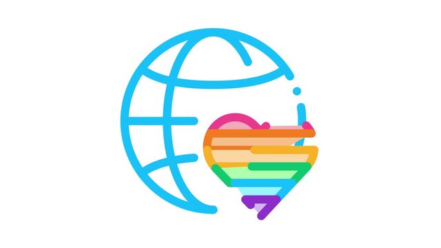 lgbt world free love Icon Animation. color lgbt world free love animated icon on white background