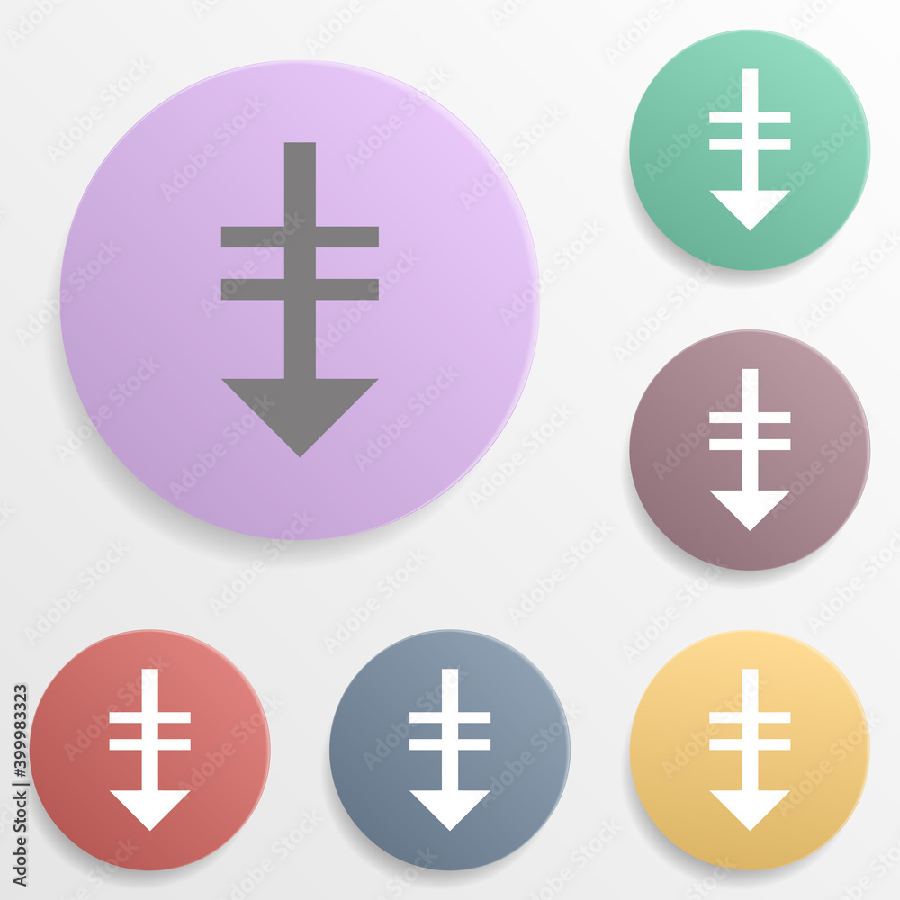 Poster down arrow badge color set icon. simple glyph, flat vector of web icons for ui and ux, website or mo