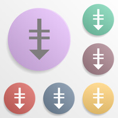 Down arrow badge color set icon. Simple glyph, flat vector of web icons for ui and ux, website or mobile application