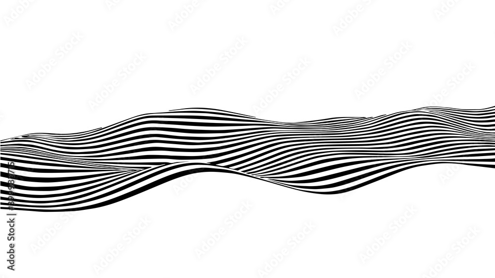 Aufkleber black and white abstract wave. optical illusion. twisted vector illustration.