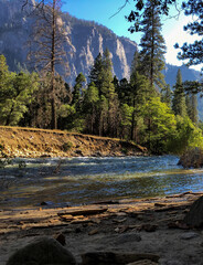 Beautiful breathtaking landscape Nature scenery inside Yosemite National Park in California with...