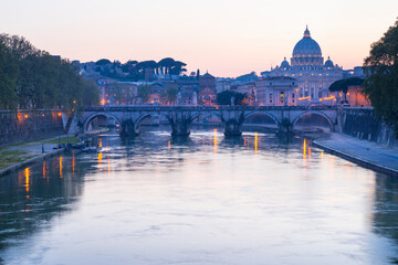 Tiber River, Saint Pietro Basilica, Vatican City, Rome, Italy, Europe