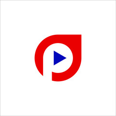 P play button logo design