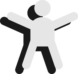 Jumping & stretching person minimal vector icon design with shadow