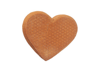 Decorative homemade gingerbread heart isolated on the white