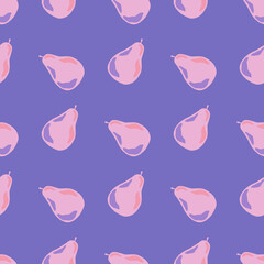 Autumn seamless pattern with hand drawn pink colored pearl ornament. Light purple background.