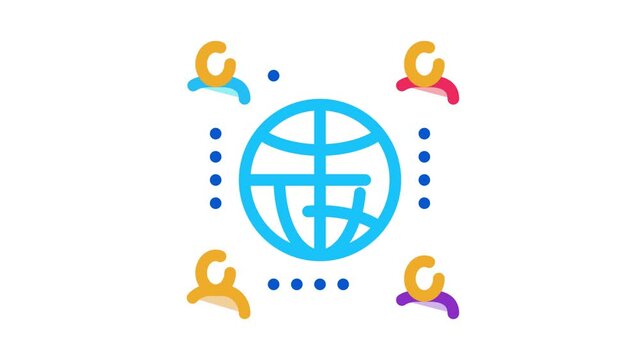 worldwide outsource employees Icon Animation. color worldwide outsource employees animated icon on white background